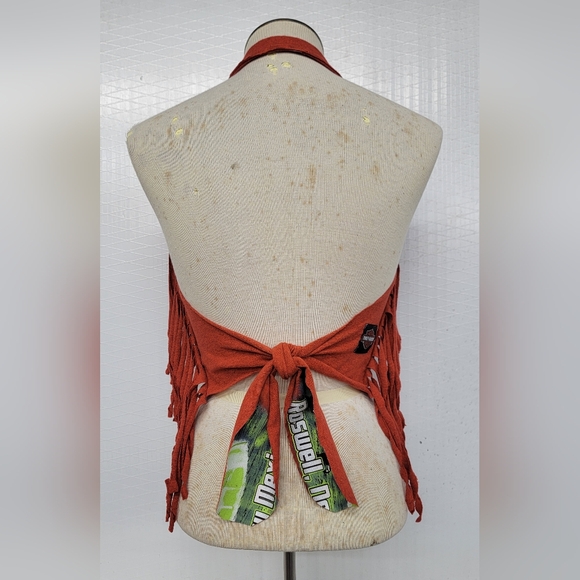 Harley Davidson Fringe Halter Top Upcycled - Picture 5 of 6